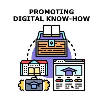 Promoting digital know how concept for online learning Illustrazione stock