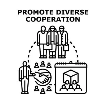 Promoting diverse cooperation and teamwork for business development 스톡 일러스트