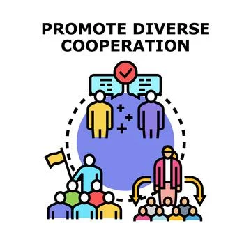 Promoting diverse cooperation and teamwork concept Stock Illustration