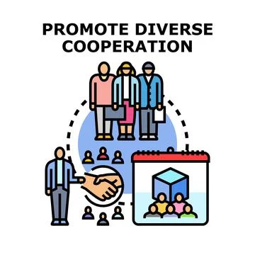 Promoting diverse cooperation and teamwork for business development 스톡 일러스트