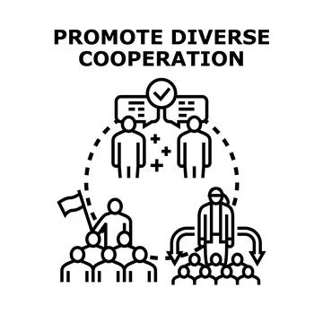 Promoting diverse cooperation and teamwork concept Illustrazione stock