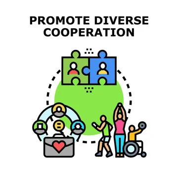 Promoting diverse cooperation, teamwork, and inclusion concept Stock Illustration