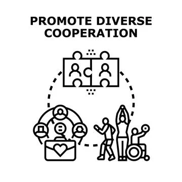 Promoting diverse cooperation, teamwork, and inclusion concept Stock Illustration