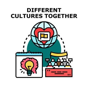 Promoting diversity, global understanding, and cultural unity with new ideas Stock Illustration
