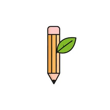 Promoting eco friendly creative writing with an emblem of a pencil combined.. Illustrazione stock