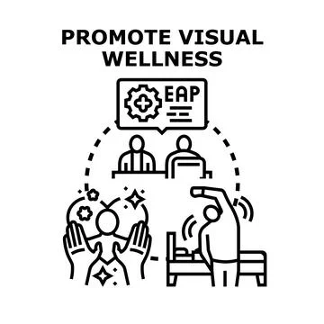 Promoting employee visual wellness program support concept Stock Illustration