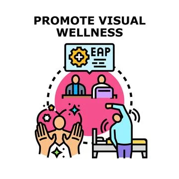 Promoting employee visual wellness program support concept Stock Illustration