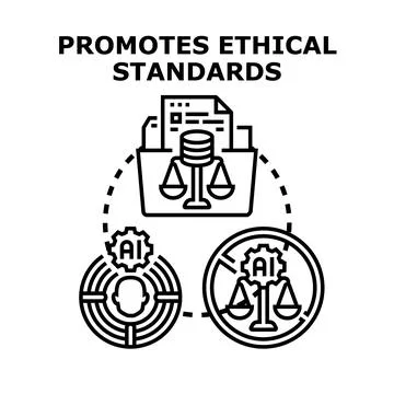 Promoting ethical standards in artificial intelligence development Stock Illustration