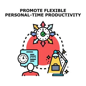 Promoting flexible personal time management for productivity Stock Illustration