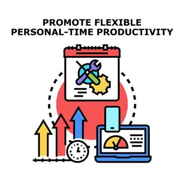 Promoting flexible personal time productivity planning Stock Illustration