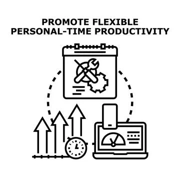 Promoting flexible personal time productivity planning Stock Illustration