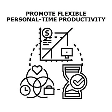 Promoting flexible personal time productivity for work life balance Stock Illustration