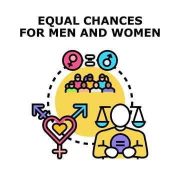 Promoting gender equality and equal opportunities for everyone Stock Illustration