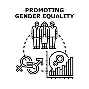 Promoting gender equality and equity concept Stock Illustration