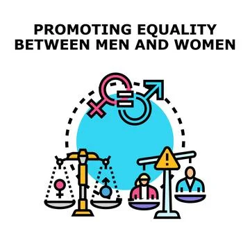 Promoting gender equality between men and women concept Stock Illustration