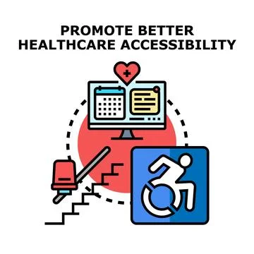 Promoting improved healthcare accessibility using digital solutions and tools Stock Illustration