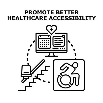 Promoting improved healthcare accessibility using digital solutions and tools Stock Illustration
