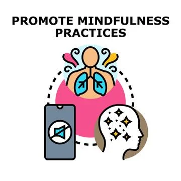 Promoting mindfulness practices for mental wellness and relaxation Stock Illustration