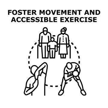 Promoting movement and accessible exercise for all ages Stock Illustration