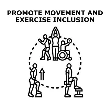 Promoting movement and exercise inclusion for diverse people Stock Illustration