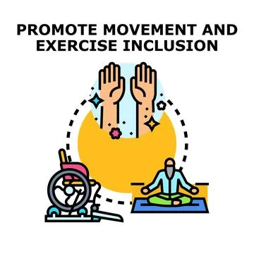 Promoting movement and exercise inclusion concept Stock Illustration