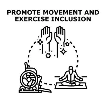 Promoting movement and exercise inclusion concept Stock Illustration