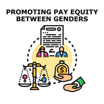 Promoting pay equity between genders concept illustrating legal equality Stock Illustration