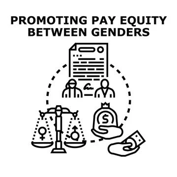 Promoting pay equity between genders concept illustrating legal equality Stock Illustration
