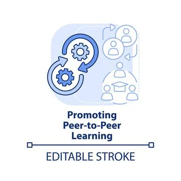 Promoting peer-to-peer learning light blue concept icon Stock Illustration