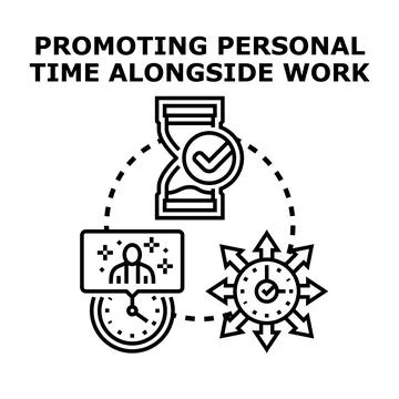 Promoting personal time alongside work concept Stock Illustration