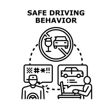 Promoting safe driving behavior avoiding road hazards Illustrazione stock