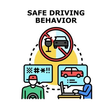 Promoting safe driving behavior avoiding road hazards Stock Illustration
