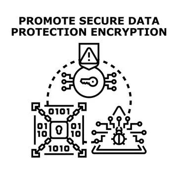 Promoting secure data protection encryption for digital security Stock Illustration