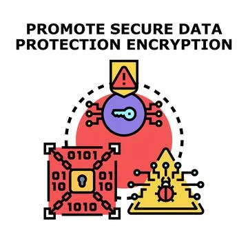 Promoting secure data protection encryption for digital security Stock Illustration