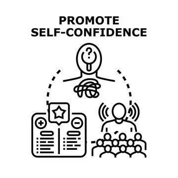 Promoting self confidence public speaking concept Illustration