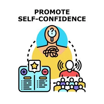 Promoting self confidence public speaking concept Illustration