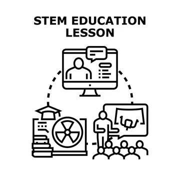 Promoting stem education through online learning and classroom instruction Stock Illustration