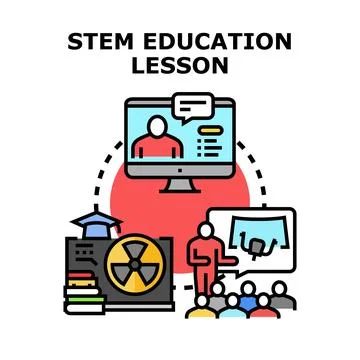Promoting stem education through online learning and classroom instruction Stock Illustration