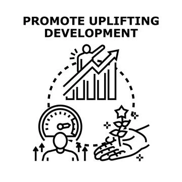 Promoting uplifting development and progress icon Stock Illustration