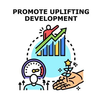 Promoting uplifting development and progress icon Stock Illustration