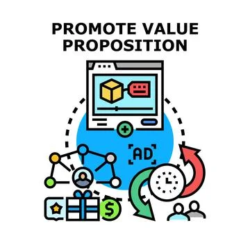 Promoting value proposition through digital marketing strategy Stock Illustration