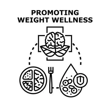Promoting weight wellness with balanced diet and healthy mindset Stock Illustration