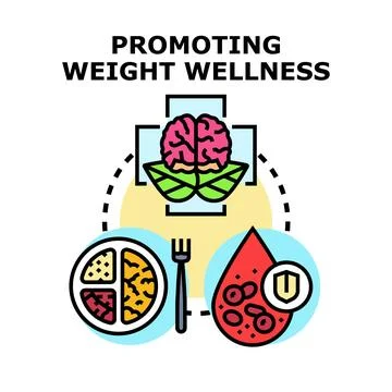 Promoting weight wellness with balanced diet and healthy mindset Stock Illustration