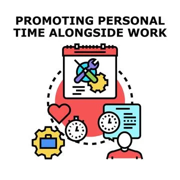Promoting work life balance schedule calendar time management Stock Illustration