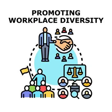 Promoting workplace diversity and equality in human resources Stock Illustration
