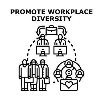 Promoting workplace diversity and inclusion concept illustration Stock Illustration