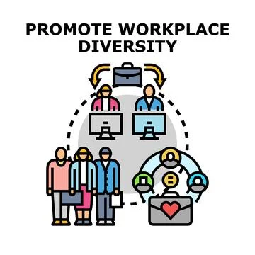 Promoting workplace diversity and inclusion concept illustration Stock Illustration