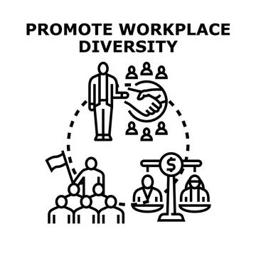 Promoting workplace diversity and inclusion concept illustration Stock Illustration