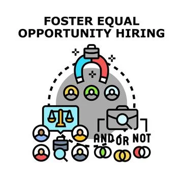 Promoting workplace equity with equal hiring opportunities Stock Illustration