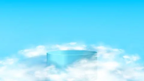 Promotion background with podium in clouds Stock Illustration